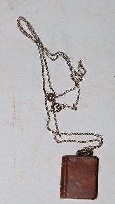 Chain Necklace with Small Marble Book-Shaped Ornament