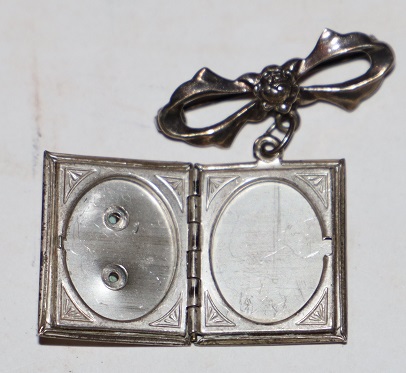 Silver Pin with Floral Enamel Centerpiece
