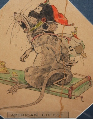 Original Watercolor Cartoon of Mussolini Entitled 