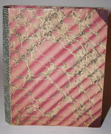 Faux Book Cardboard Box with Alligator Skin Patterned Spine, Marbled Paper Boards and Fore-edges and Red Morocco Corners