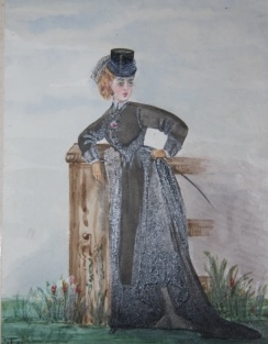 Album of 36 Original Watercolors and Gouache Paintings of One Upper Crust Hispanic Woman Engaged in Various Leisure and Sporting Activities
