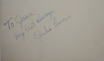 Short inscribed note from Actress Julie Harris (1925-2013)