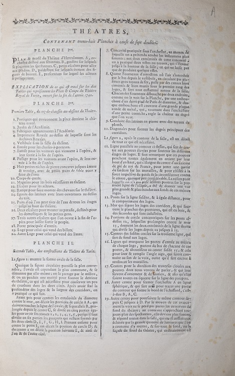 Theatres, Contenant trente-huit Planches a cause de sept doubles. [Bound with] Machines de Theatre Contenant Quarante-Neuf Planches a cause de quartorze doubles & de quatre triples. Dessinees & expliquees par M. Radel . .