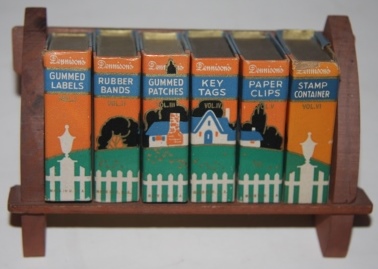[Faux Books] Deskset Set of Six Faux Books, with a classic Art Deco period bucolic cottage image spanning all the spines, and a dedicated bookrest for the set