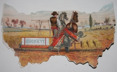 Ohio. This Souvenir of the Buckeye Centennial Anniversay is presented to you with the compliments of C. Aultman & Co., Canton, Ohio, Manufacturers of Buckeye Harvesting Machines