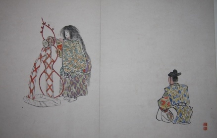 Leporello of Original Paintings Depicting Characters of the Noh Theater