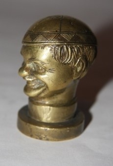 Hungarian Seal Brass Stamper with a Head of a Boy Wearing a Beanie