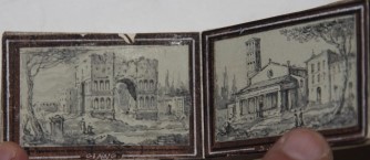 [Grand Tour Souvenir] Roma.; 18th Century Miniature Leporello with Ten Views of Rome, mostly of ruins