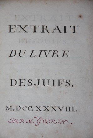 [Manuscript] Extrait du Livre des Juifs