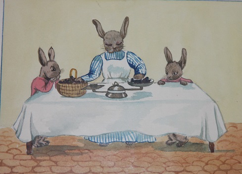 Manuscript of several children's rabbit stories; The Pink Dresses, Timothy Meets Mr. Ferret, Marmaduke's Adventure, The Tale of the Tibby
