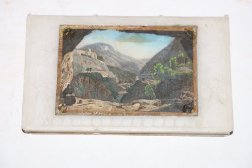 [Faux Book] Thin Stone Book Paperweight with Embedded Printed Color Mountain Scene