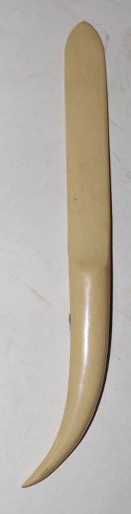 Paper Cutting Knife, Made of Bone, with Small Painted Relief of Huntswoman Riding Side-Saddle