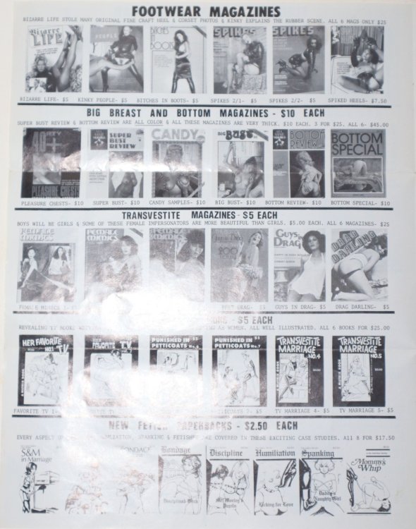 Transvestite High Heel and Other Fashion Wares Catalogue from Fine Craft, Inc., Circa 1970