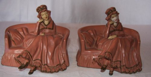 J. B. Hirsch Pair of Bookends Woman on Couch Circa 1930