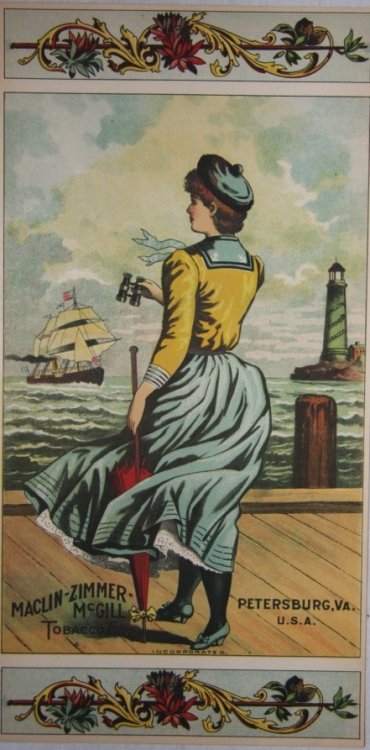 Girl with Binoculars Plug Tobacco Label Maclin-Zimmer-McGill Petersburg VA