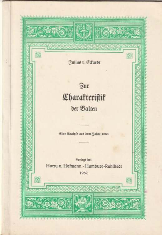 Zur Charakteristik der Balten : eine Analyse aus dem Jahre 1863
