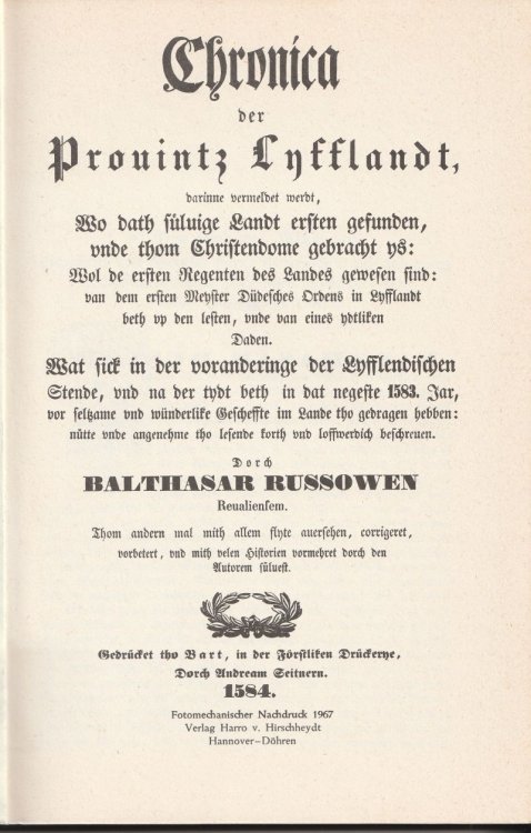 Chronica Der Provinttz Lyfflandt