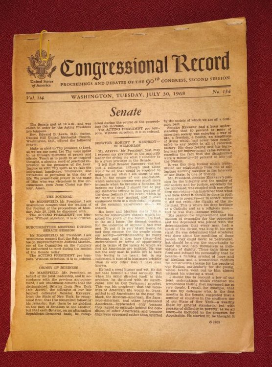 SENATOR ROBERT F. KENNEDY -- IN MEMORIAM [from Congressional Record]