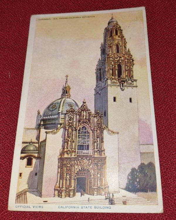 California State Building - Panama California Exposition, 1914 - Colour lithograph Postcard