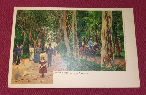 Stuttgart, in Den Anlagen UDB colour lithograph Postcard