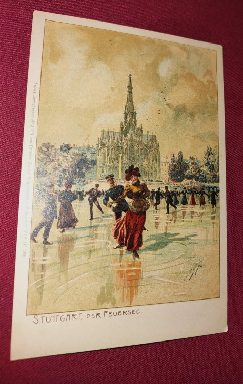 Stuttgart, Der Feuersee UDB colour lithograph Postcard