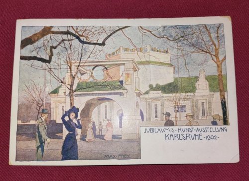 Jubilaeum's Kunst Ausstellung - Karlsruhe 1902 UDB colour lithograph Postcard