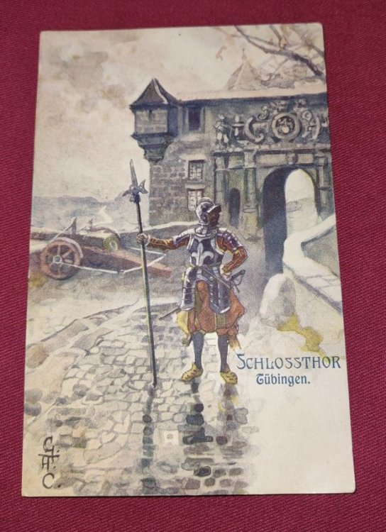 Schlossthor Tubingen - UDB colour lithograph Postcard