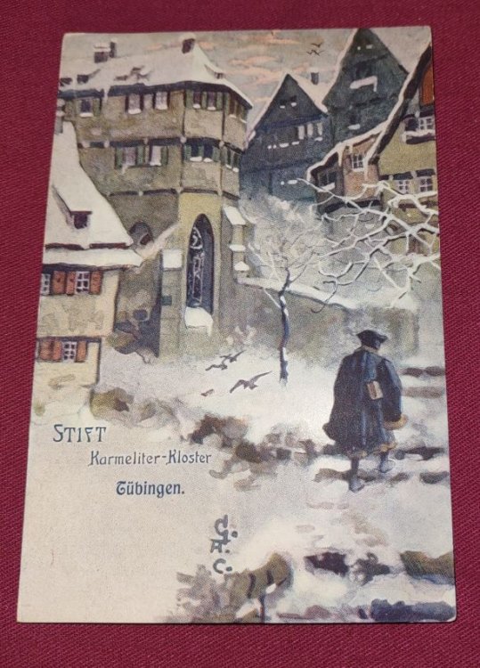 Stift Karmeliter-Kloster Tubingen - UDB colour lithograph Postcard