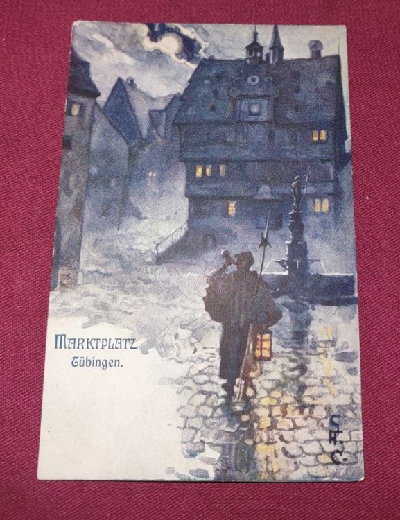 Marktplatz Tubingen - UDB colour lithograph Postcard