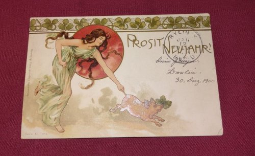PROSIT NEUJAHR! - UDB colour lithograph Postcard
