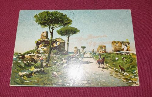 Roma via Appia Antica - colour lithograph Postcard