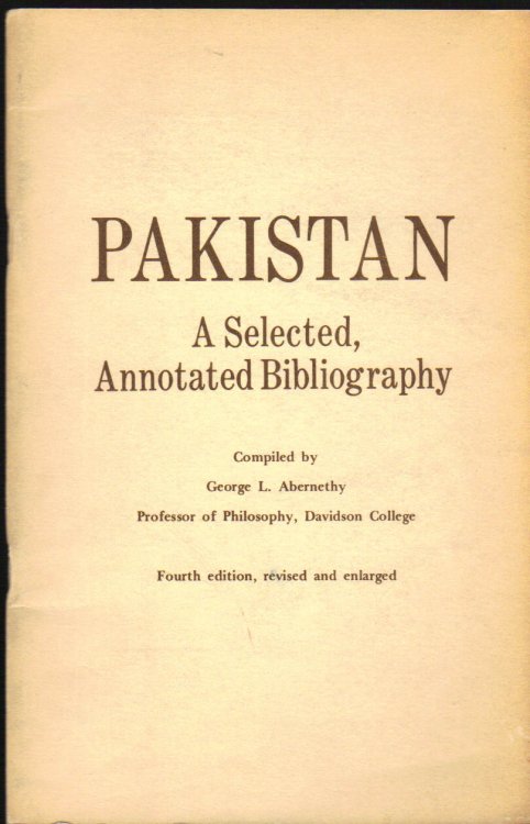 Pakistan; a Selected, Annotated Bibliography