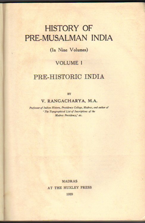 Image for History of Pre-Musalman India - Vol. I: Pre-Historic India History of Pre-Musalman India - Vol. I: Pre-Historic India
