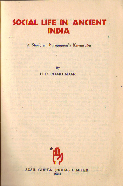 Social Life in Ancient India; a Study in Vatsyayana's Kamasutra