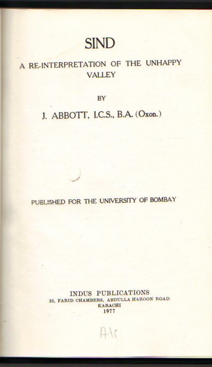 Image for Sind; a Re-Interpretation of the Unhappy Valley Sind; a Re-Interpretation of the Unhappy Valley