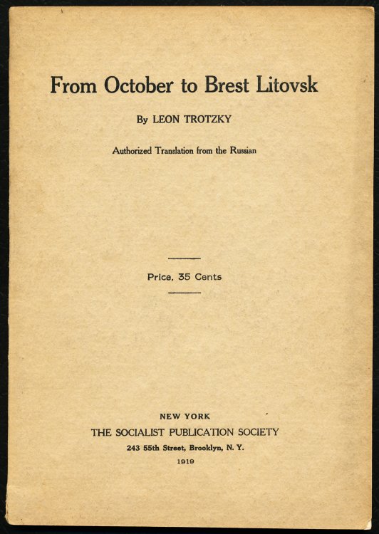 FROM OCTOBER TO BREST LITOVSK