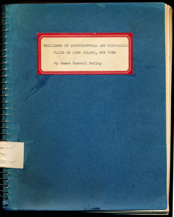 A Collection of Plates and Thoughts Representing Long Island Buildings of Architectural Value (Long Island, New York)
