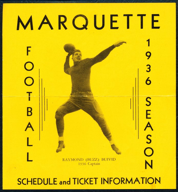 MARQUETTE FOOTBALL 1936 SEASON. Schedule and Ticket Information.