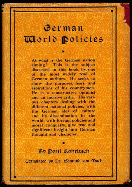 GERMAN WORLD POLICIES (Der Deutsche Gedanke in Der Welt).