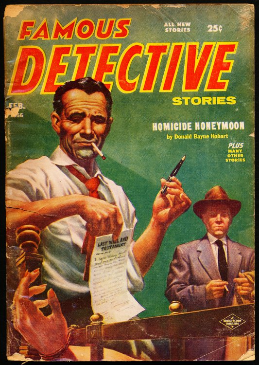 FAMOUS DETECTIVE STORIES, February, 1956. Volume 15, Number 5