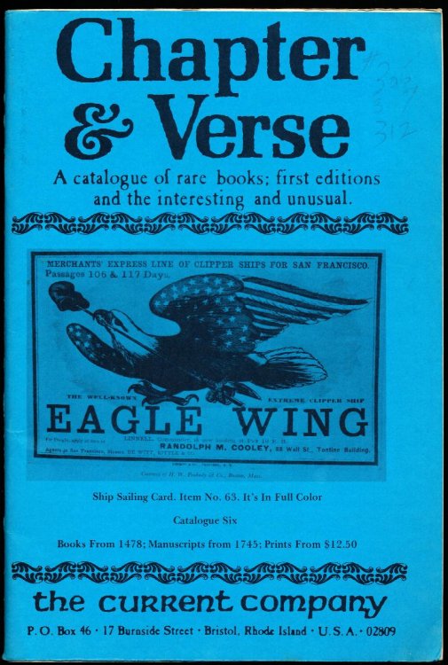 CHAPTER & VERSE. A catalogue of rare books, first editions, and the interesting and unusual, Catalogue Six