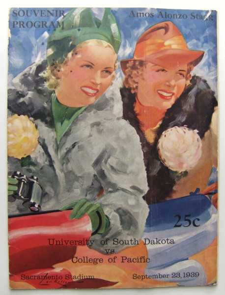 University of South Dakota vs. College of Pacific (Football Program, September 23rd, 1939)