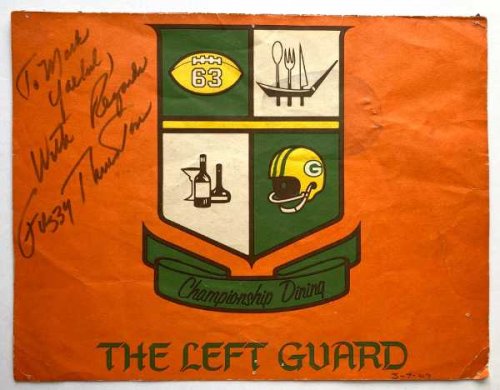 The Left Guard: Championship Dining Restaurant Brochure (SIGNED by Fuzzy Thurston)