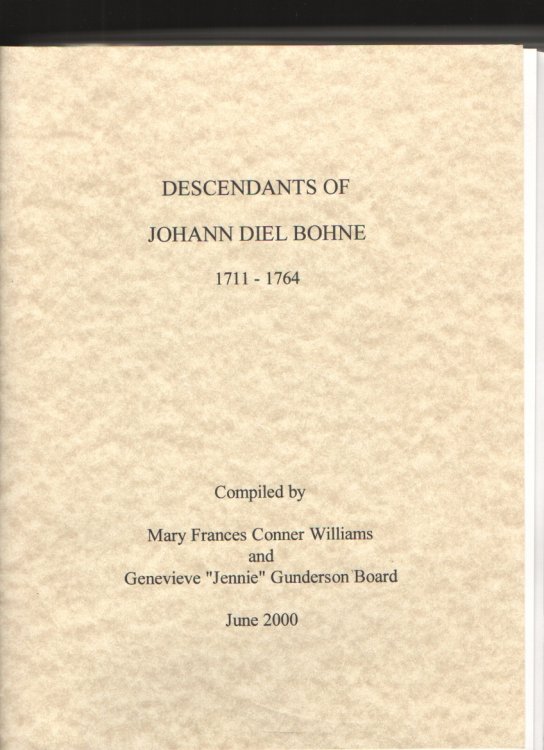 Descendants of Johann Diel Bohne 1711 - 1764