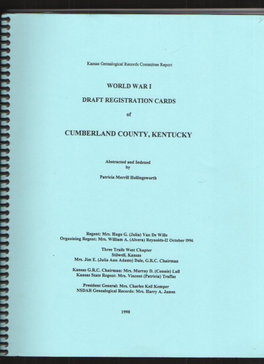 World War I Draft Registration Cards of Cumberland County, Kentucky