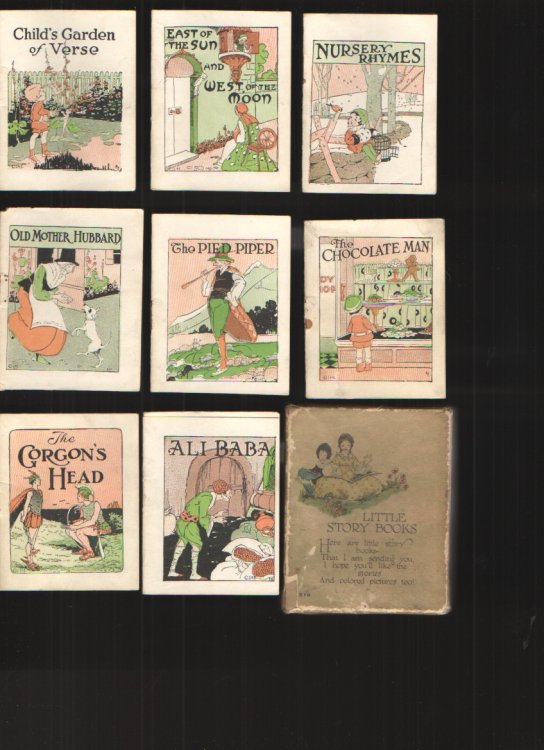 Little Story Books - 8 Minature Books Boxed Contains 8 Volumes: Child's Garden of Verses, East of the Sun and West of the Moon, Nursery Rhymes, Old Mother Hubbard, the Pied Piper, the Chocolate Man, the Gorgon's Head and Ali Baba