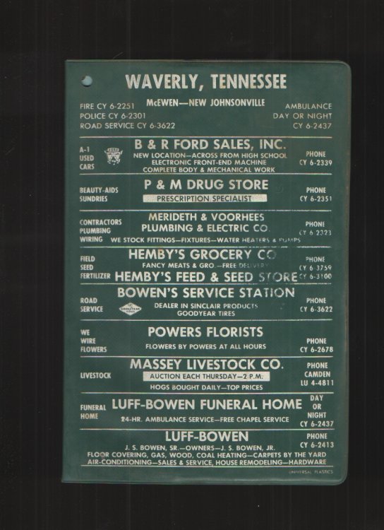 Telephone Directory, December 1961, Waverly, Tenn. , Mcewen Including New Johnsonville