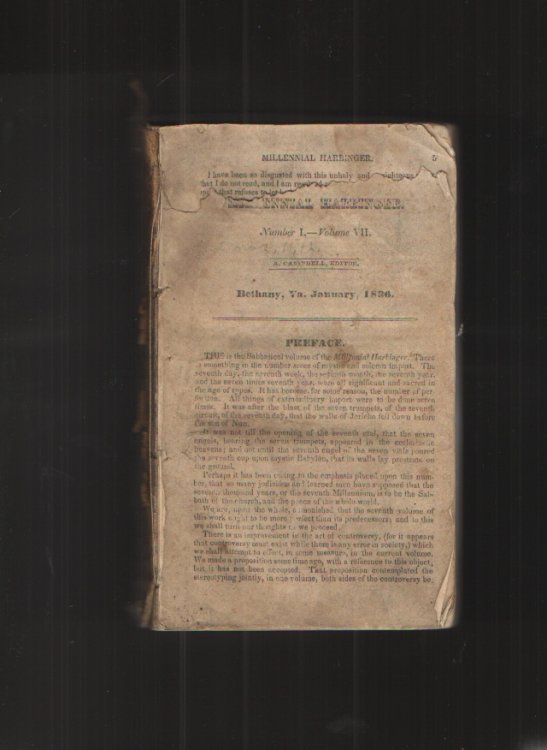 The Millennial Harbinger, Number I - X of Volume VII January through October 1836