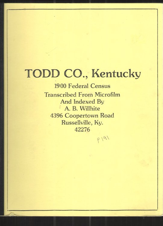 Todd Co. , Kentucky 1900 Federal Census