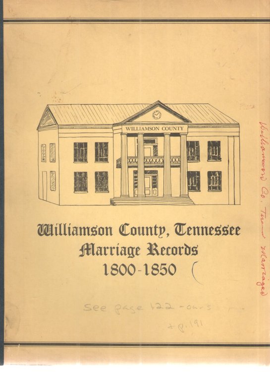 Williamson County, Tennessee Marriage Records, 1800-1850